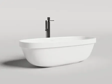 Ванна Salini Greca In 104821MF, 180 х 80 см, из искусственного камня S-Stone, цвет белый матовый, покраска по RAL полностью