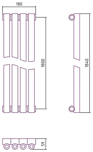 Радиатор стальной трубчатый Сунержа Эстет-0, ширина 20 см, высота 180 см, 4 секции, боковое подключение, хром, 00-0331-1804 Радиатор стальной трубчатый Сунержа Эстет-0, ширина 20 см, высота 180 см, 4 секции, боковое подключение, хром, 00-0331-1804