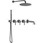 Душевая система AQUAme Siena Slim 003, встраиваемая, на 3 режима, с внутренней частью, сталь оружейная PVD