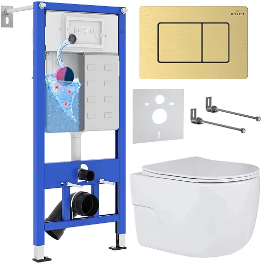 Комплект инсталляции с унитазом 6 в 1 Roxen StounFix Dual Fresh 968478 (состоит из: 710200, Steel 420280GB, 530155-01)