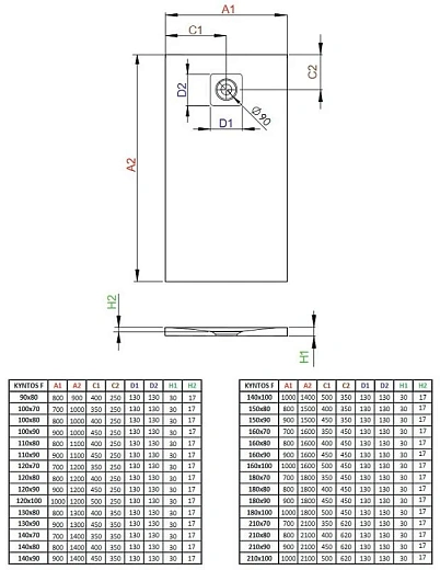 Поддон для душа Radaway Kyntos HKF10080-74 F, 100 x 80 см, прямоугольный
