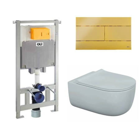 Комплект: инсталляция OLI 80 + клавиша смыва Slim золото + унитаз подвесной Bocchi V-Tondo с тонким сиденьем микролифт, 885111+154962+1416-001-0129 Комплект: инсталляция OLI 80 + клавиша смыва Slim золото + унитаз подвесной Bocchi V-Tondo с тонким сиденьем микролифт, 885111+154962+1416-001-0129