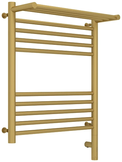 Полотенцесушитель электрический Сунержа Богема 3.0 600 x 500 с полкой, ширина 53.2 см, высота 72.4 см, матовое золото, L/R
