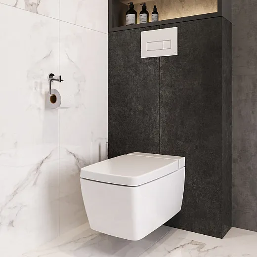 Подвесной унитаз VitrA Metropole с функцией биде и встроенным смесителем безободковый Rim-ex санитарный фарфор, антибактериальное покрытие Hygiene, белый, 7672B003-1687
