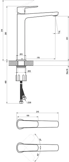 Смеситель для умывальника Ravak без донного клапана 28см LF 015.00CR хром, X070472