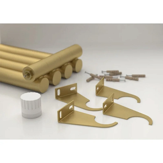 Радиатор трубчатый Сунержа Эстет-1 EU50, 5 секций, левое/правое нижнее подключение, цвет матовое золото, 032-0310-1805/032-0311-1805