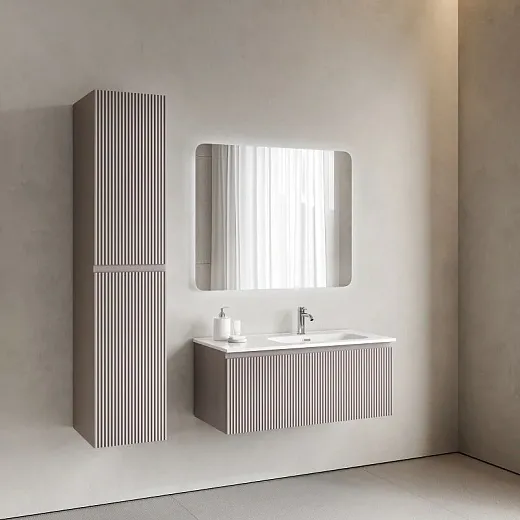 Тумба под раковину Sancos SNOB R 1.0, SNR1.0100LSM/SNR1.0100RSM, 100 см, подвесная, чаша левая/правая, Doha Soft