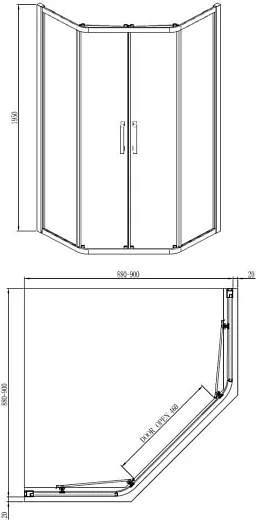 Душевой уголок Adema Glass Line Penta 90 90x90 (тонированный)