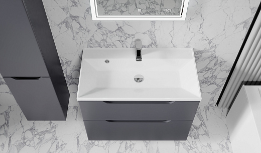 Тумба под умывальник Raval Wector 80 подвесная/напольная антрацит + ножки
