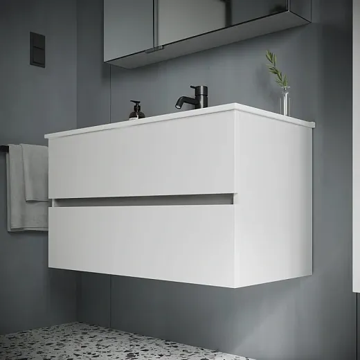 Тумба под раковину Sancos Urban UR90W 90, подвесная, белый глянец