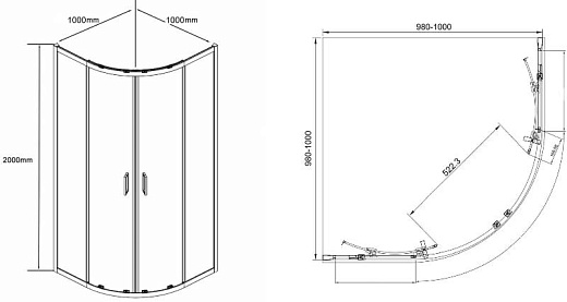 Душевое ограждение Aquabath Atlas AB-01S-1000-2000 1000х2000