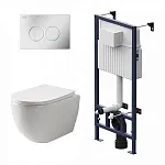 Инсталляция Am.Pm ProC с безободковым унитазом Ceramicanova Mia Rimless сиденье микролифт, сантехфарфор, клавиша смыва, I012707/CN1805/I070131