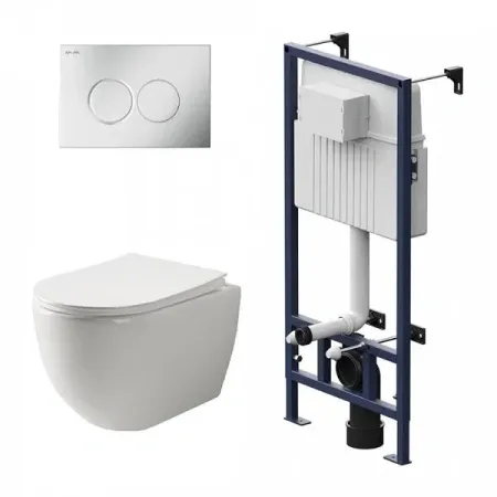 Инсталляция Am.Pm ProC с безободковым унитазом Ceramicanova Mia Rimless сиденье микролифт, сантехфарфор, клавиша смыва, I012707/CN1805/I070131