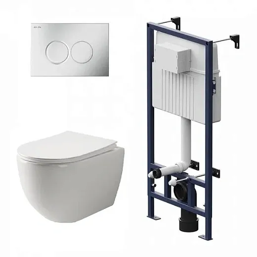Инсталляция Am.Pm ProC с безободковым унитазом Ceramicanova Mia Rimless сиденье микролифт, сантехфарфор, клавиша смыва, I012707/CN1805/I070131