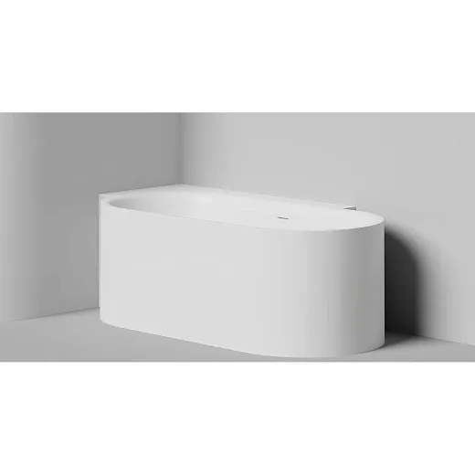 Ванна Salini Perla 1049202MF/1049203MF, 180 х 90 см, из искусственного камня S-Stone, с донным клапаном, левая/правая, цвет белый матовый, покраска по RAL полностью