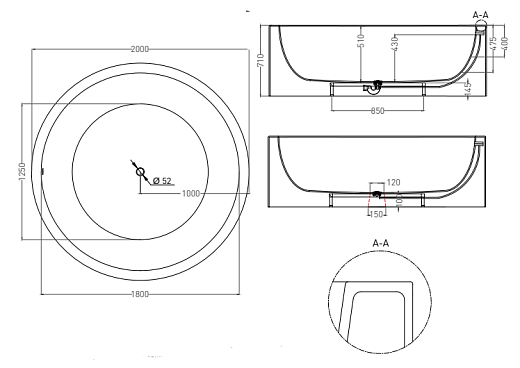 101111G Ванна отдельностоящая Salini ISOLA 200x200 (S-Sense, глянцевый)