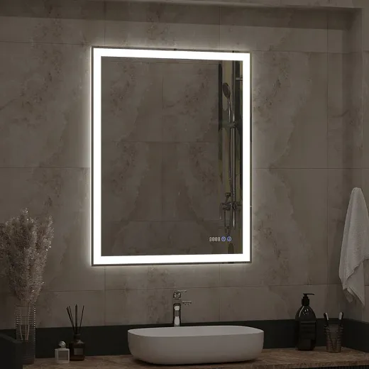 Зеркало Континент Mercury 700x900 часы, антизапотевание ЗЛП344