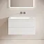 Тумба под раковину Sancos Folk FL90W, 90 см подвесная, с рельефным фасадом, Bianco