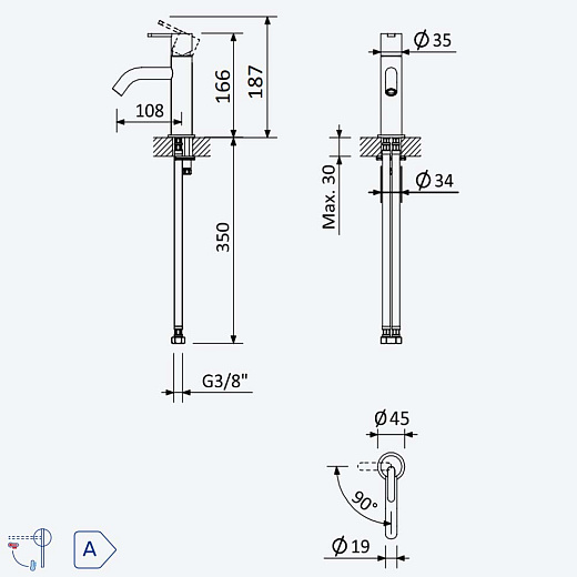 Смеситель для умывальника Bruma Leaf 1670012MG Gunmetal оружейная сталь матовая