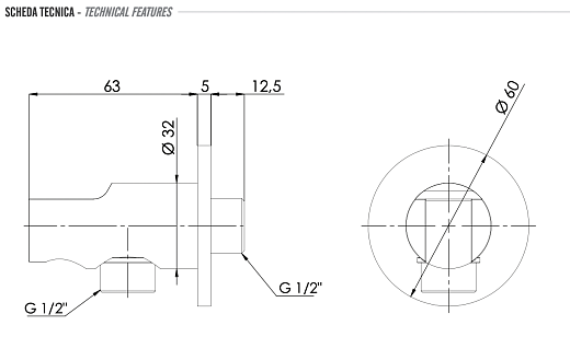 Держатель ручного душа с подключением шланга Remer 337MXV, сталь
