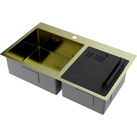 Кухонная мойка Omoikiri 86 см Akisame 86-2-LG Side 4997048 Кухонная мойка Omoikiri 86 см Akisame 86-2-LG Side 4997048