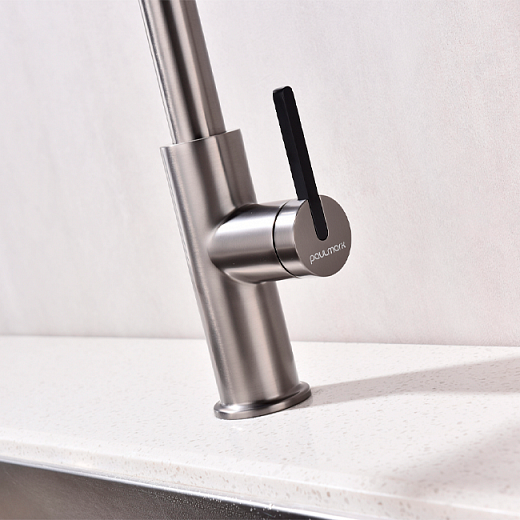 Смеситель PAULMARK TORNADO To213402-B, (вороненая сталь/беретта), гибкий излив