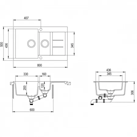 Мойка AquaSanita Tesa SQT 151 222 AW graphite