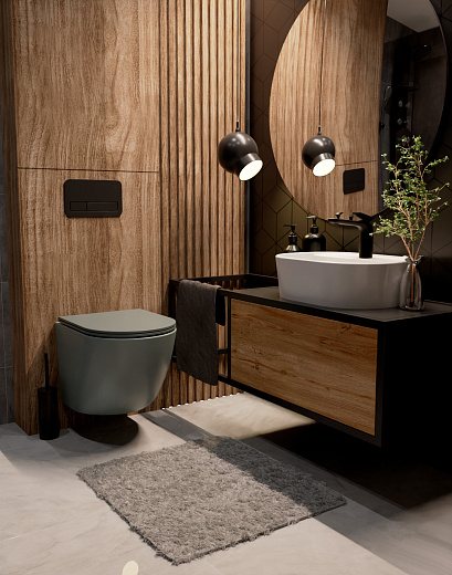 AQM2002MGR Унитаз подвесной AQUAme с сиденьем SoftClose, технология смыва Rimless, скрыт.крепеж. Цвет серый