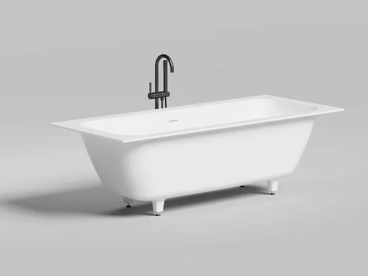 Ванна Salini Orlanda Axis Kit 103311MF, 190 х 80 см, из искусственного камня S-Sense, цвет белый матовый, покраска по RAL полностью