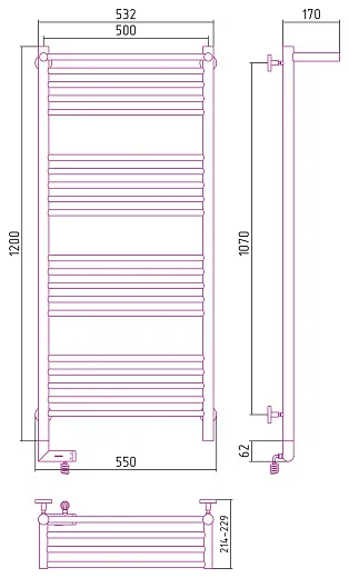 Полотенцесушитель электрический Сунержа Богема с полкой 2.0 120х50