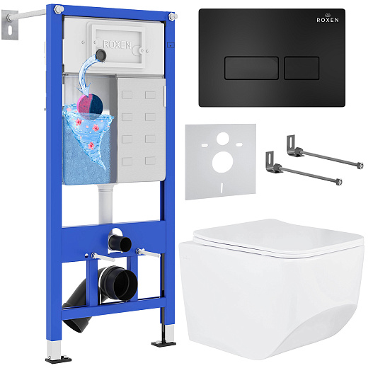 Комплект инсталляции с унитазом 6 в 1 Roxen StounFix Dual Fresh 582388 (состоит из: 710200, Caspia 410280B, 530145-01)
