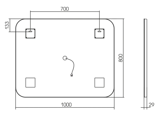 Зеркало Raval Призма 100х80 сенсор 3-6К, Prz.02.1000x800.3-6K/W/RL