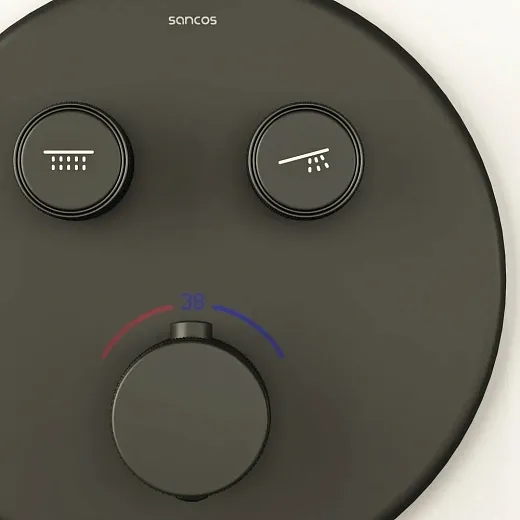 Душевая система Sancos Space SC3006MB, термостатическая, черный матовый