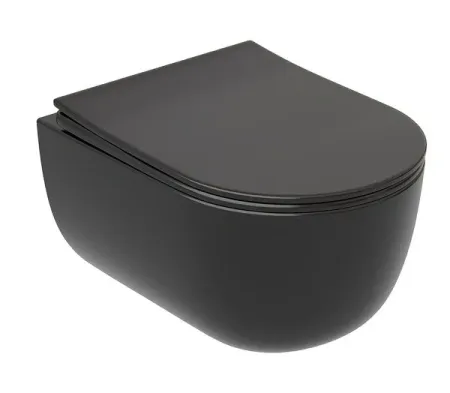 Подвесной унитаз Ceramicanova Modena Rimless, CN6063MB, безободковый, крышка-сиденье микролифт, черный матовый, сантехфарфор