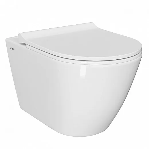 Инсталляция с унитазом VitrA Sanibelle 9878B003-7200 комплект 4 в 1 с сиденьем микролифт безободковый цвет клавиши глянцевый хром