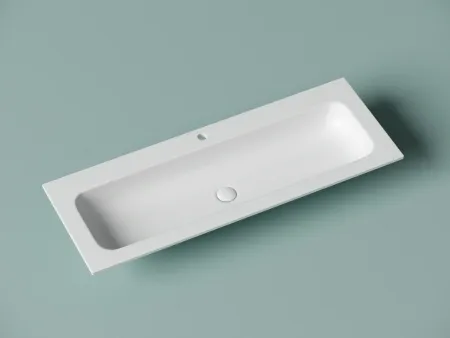 Умывальник накладной Ceramicanova Грация (Grace) 121x45.7x13.7см, прямоугольная, с одним отверстием под смеситель, белый матовый, CN7017MW