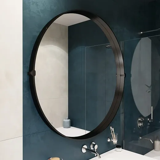 Зеркало Kupala Svetilo 80х80х5.5см, алюминиевый профиль, черный, WBZ0800BLW