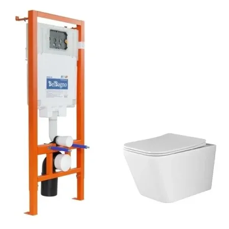 Инсталляция BelBagno, с безободковым унитазом Ceramicanova Metric Rimless, сиденье микролифт, BB002-80/CN3007, сантехфарфор
