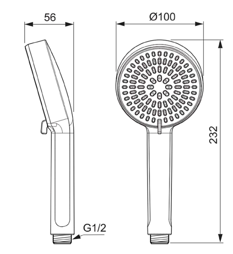Система скрытого монтажа Ideal Standard Ceraline Black (6 in 1) , верхний душ 260мм на 2 режима
