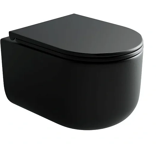 Подвесной унитаз Ceramicanova Ulma, CN4006MB, безободковый, крышка-сиденье микролифт, черный матовый, сантехфарфор