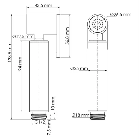 Гигиеническая лейка с фиксатором WasserKraft, матовый белый, A232