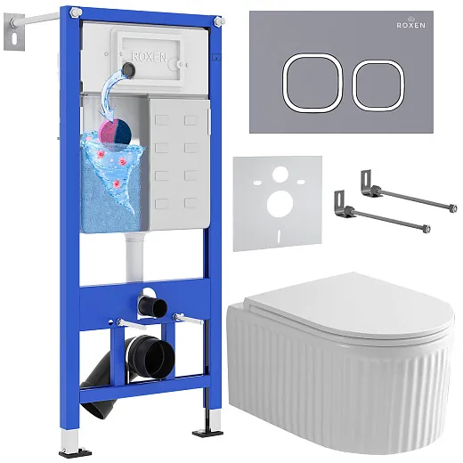Комплект инсталляции с унитазом 6 в 1 Roxen StounFix Dual Fresh 968280 (состоит из: 710200, Santi 410280DG, 530200-01)