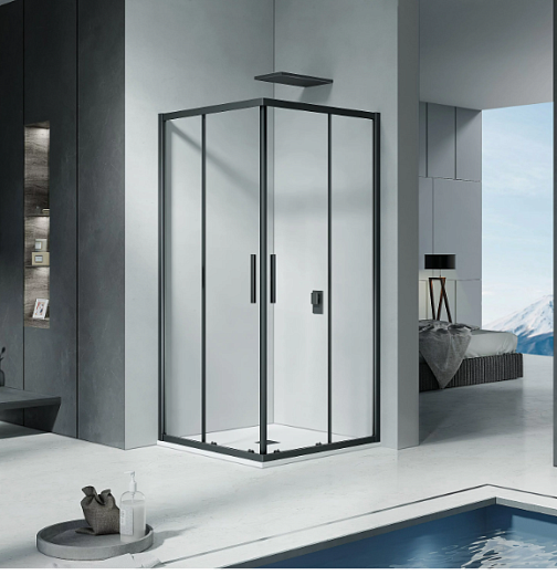 Душевой уголок Good Door Cofe CR-80-C-B , 80 х 80 х 190 см, стекло прозрачное, профиль черный, КФ00005