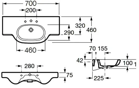 Раковина Roca Meridian-N 327240000, 70 x 46 см