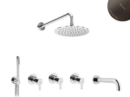 Система скрытого монтажа для ванны Bruma Leaf на 3 потока Set 167 120 1 MG-TripleB, Gun Metal
