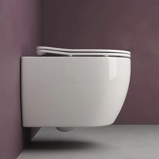 Комплект: инсталляция Ceramicanova Balance с кнопкой Balance Rect белой и унитаз подвесной Ceramicanova Play Rimless с сиденьем микролифт