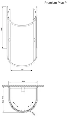 Душевой уголок Radaway Premium Plus P1900 100x90x190 коричневое/хром
