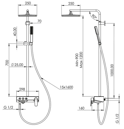 Душевая стойка Teska Niagara NG3501S Душевая стойка Teska Niagara NG3501S