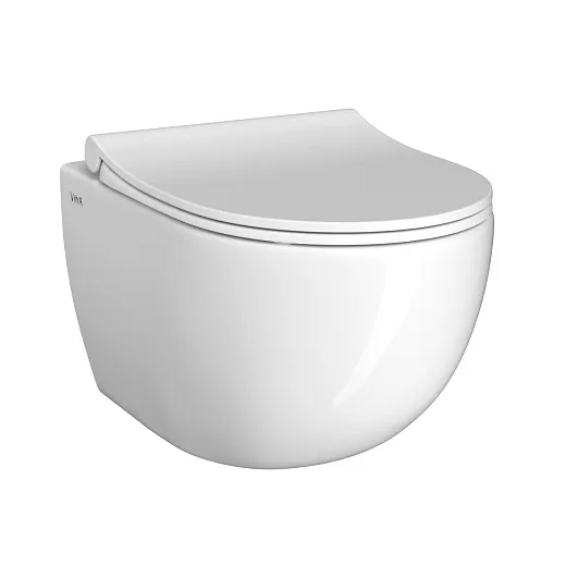 Инсталляция с унитазом VitrA Sento 9830B003-7212 комплект 4 в 1 с сиденьем микролифт безободковый цвет клавиши глянцевый хром