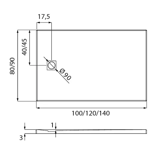 Душевой поддон New Trendy MORI 120x90x3 (var 2)